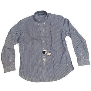 Ralph Lauren Polo Long Sleeve Shirt Sz XL Blue Stripe Yellow Pony Poplin Bengal